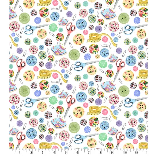 Springs Creative Buttons Toss Cotton Fabric